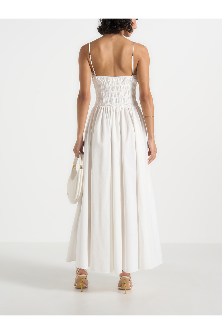 Elva Smocked Waist Cotton Maxi Dress, Alternate, color, White
