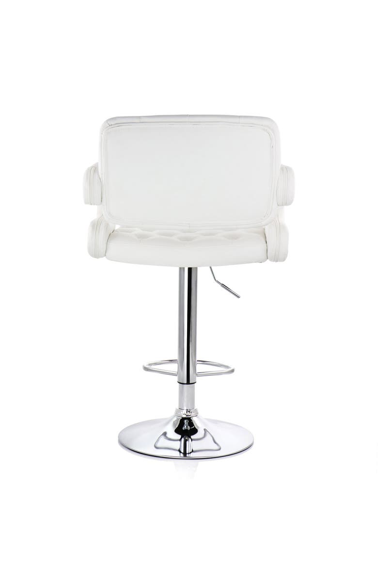 Elama Faux Leather Tufted Bar Stool with Adjustable Height, Alternate, color, White