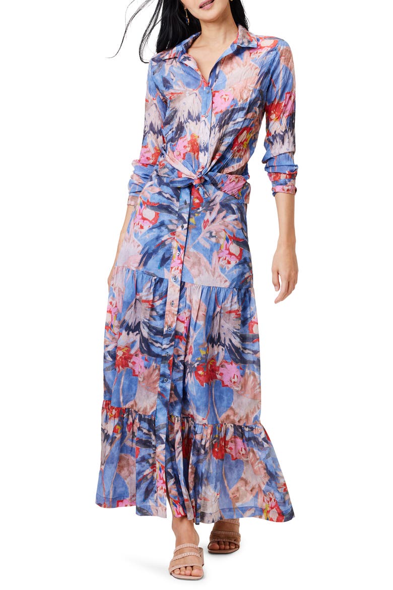 Dreamscape Crinkle Button-Up Shirt, Alternate, color, BLUE MULTI