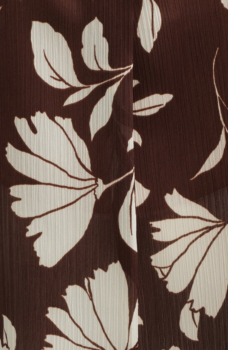 Anne Klein Floral Split Neck Top, Alternate, color, Dark Chocolate/ White