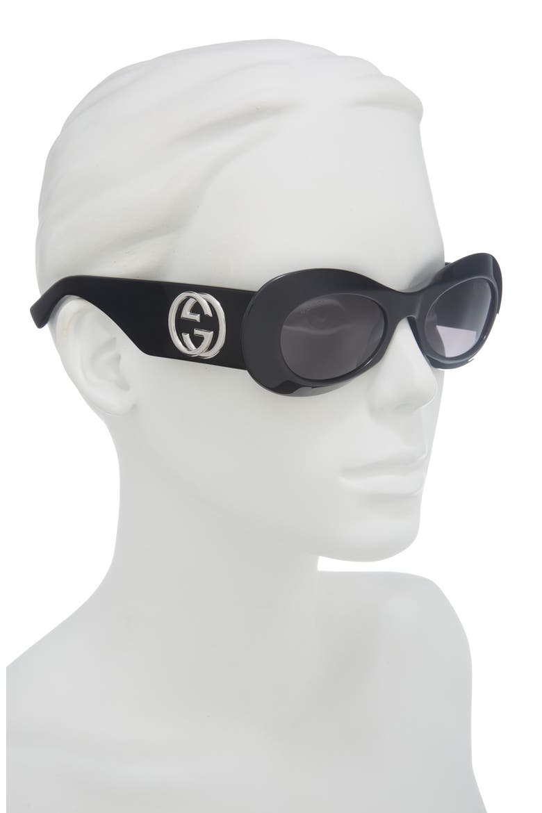 52mm Oval Sunglasses, Alternate, color, BLACK BLACK GREY