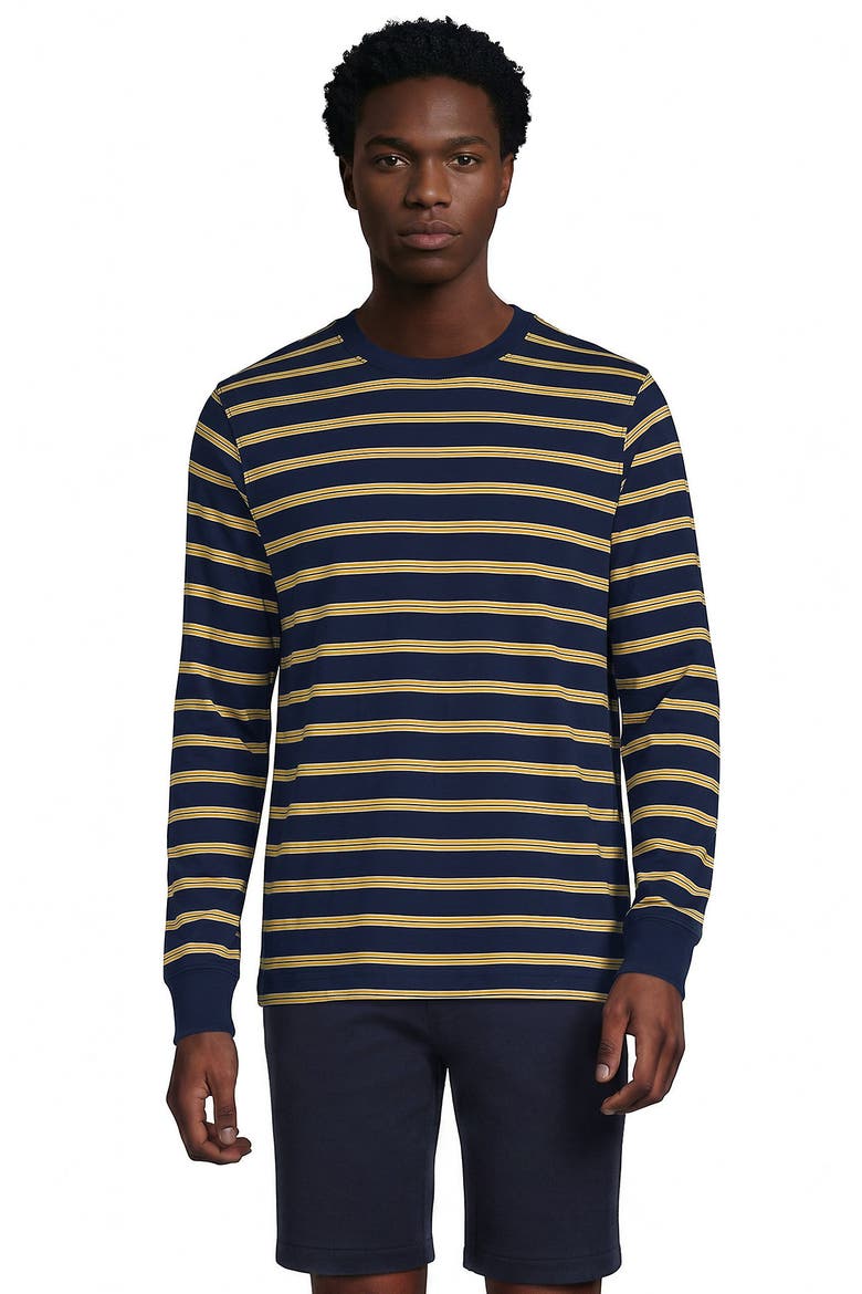 Super-T Long Sleeve T-Shirt, Main, color, Navy/Mineral Yellow Stripe