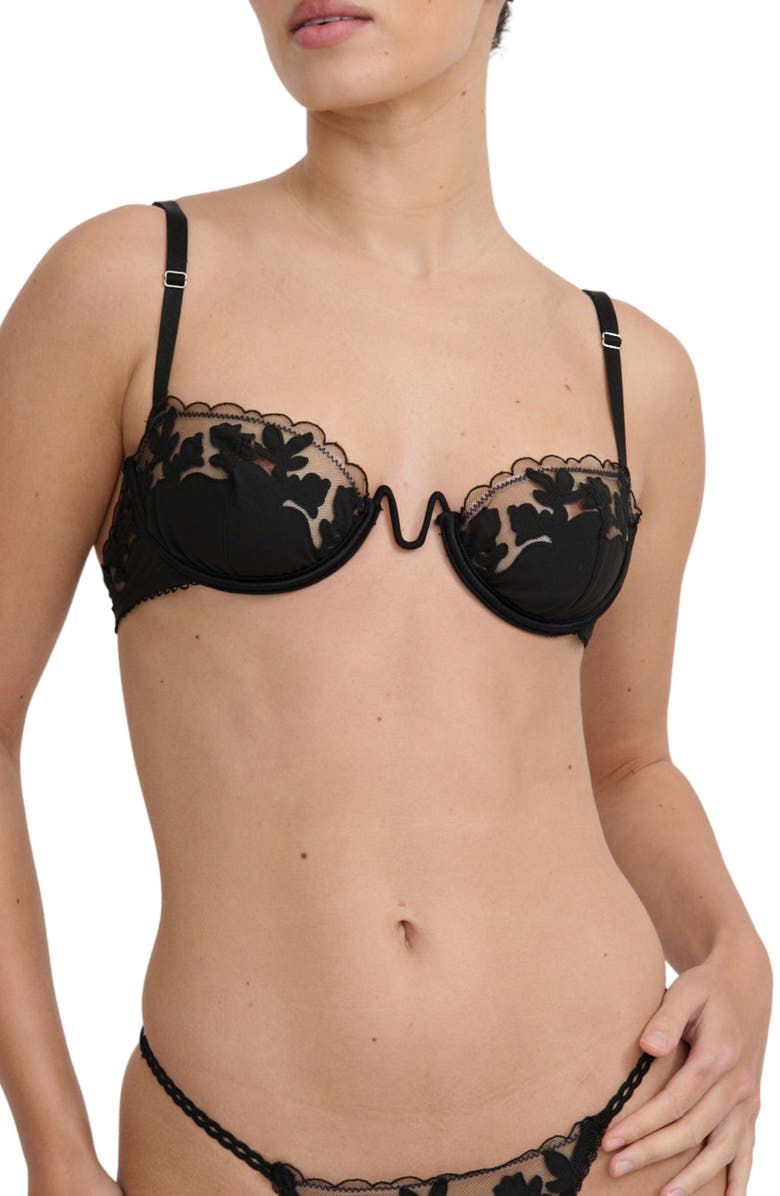 Kat The Label St Clair Embroidered Underwire Bra, Main, color, Black
