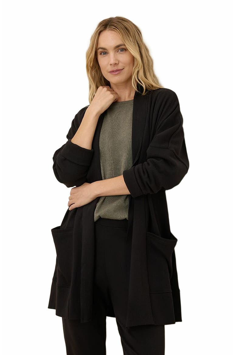 Organic Cotton Airplane Wrap Cardigan, Main, color, Black
