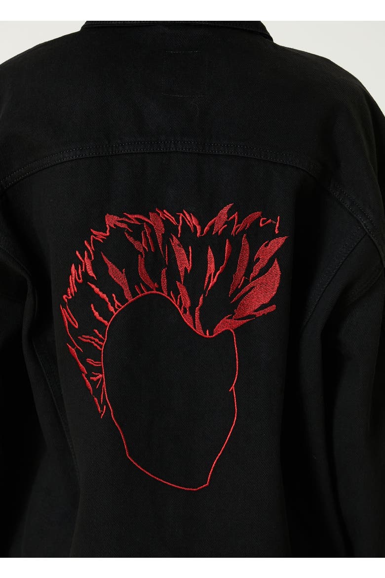 Logo Denim Jacket, Alternate, color, BLACK