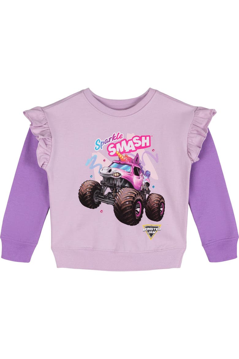 Sparkle Smash 2-Piece Fleece Sweatshirt and Pants Set, Alternate, color, Lilac Sparkle Smash