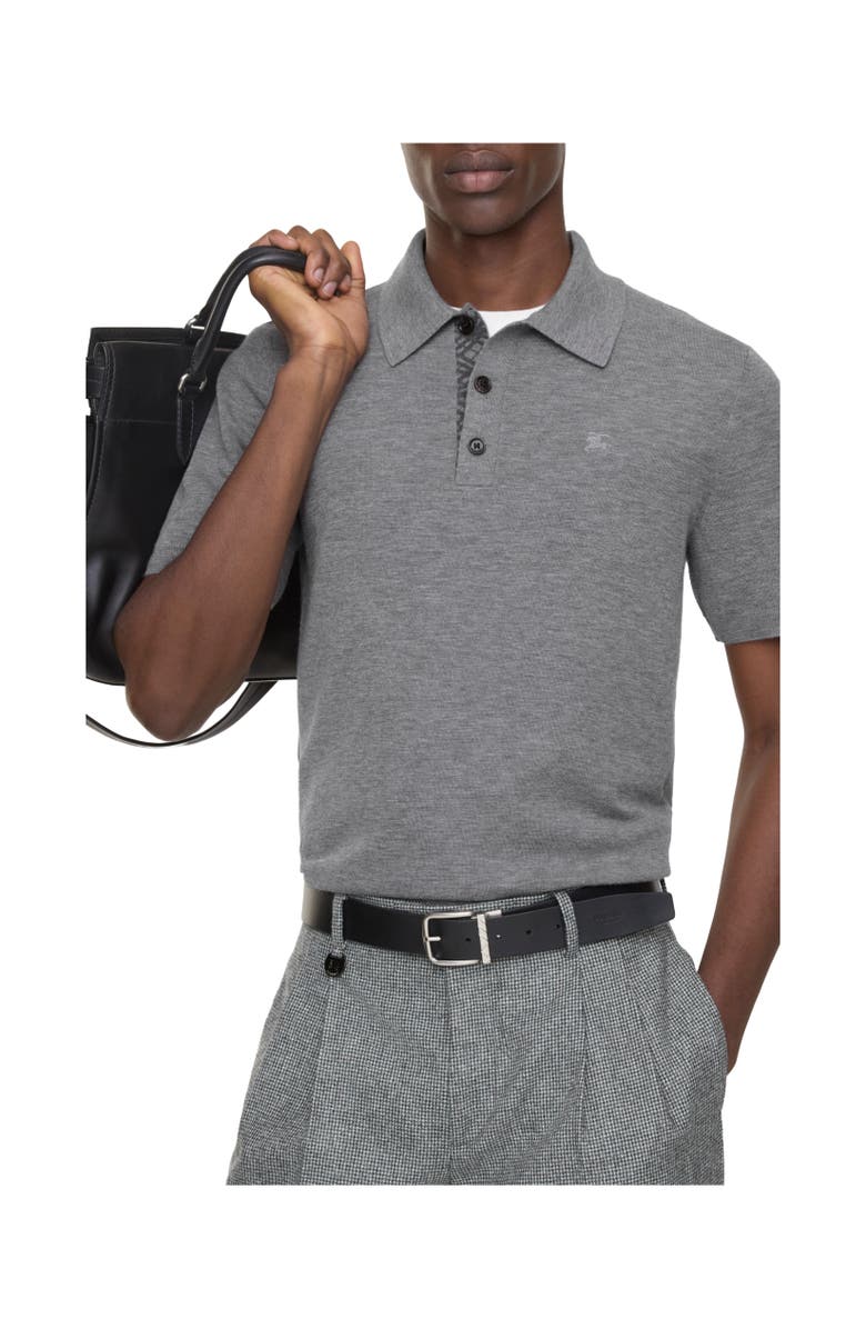Burberry Cashmere Polo Shirt, Alternate, color, Mid Grey Melange