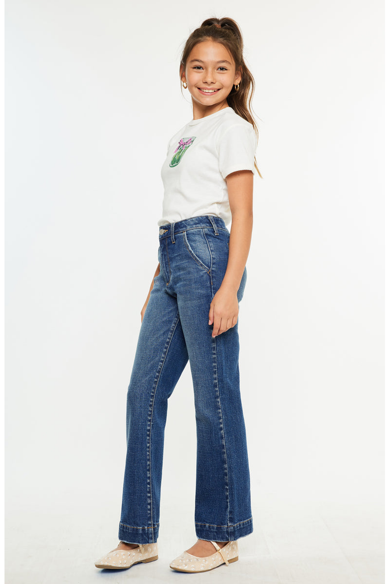 Tini High Rise Wide Leg Kids Trousers, Alternate, color, Medium Wash