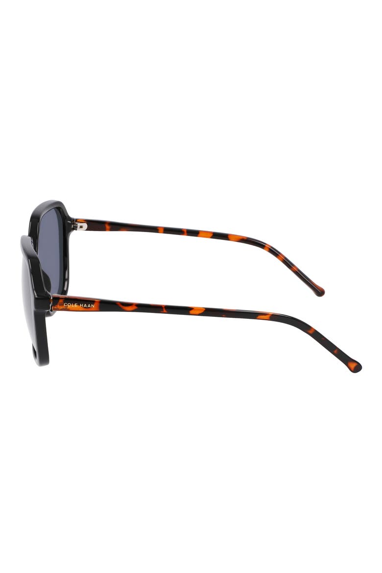 57mm Modified Rectangular Sunglasses, Alternate, color, BLACK
