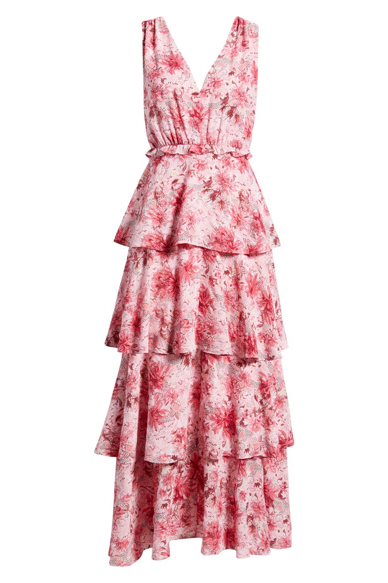 Floral Tiered Maxi Dress, Alternate, color, PINK SUSIE PATCHWORK