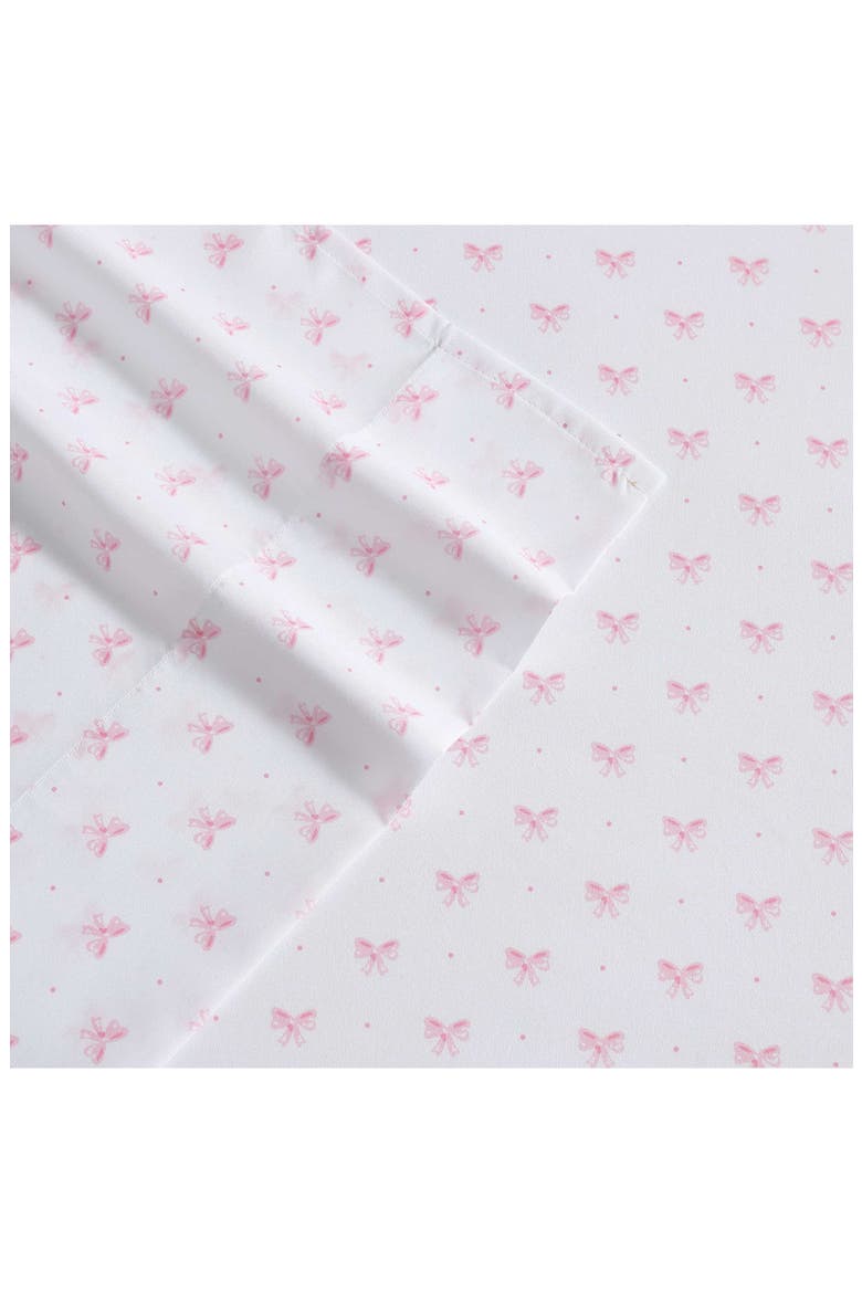 Lovely Bow Print Microfiber Sheet Set, Alternate, color, LT-PASTEL PINK