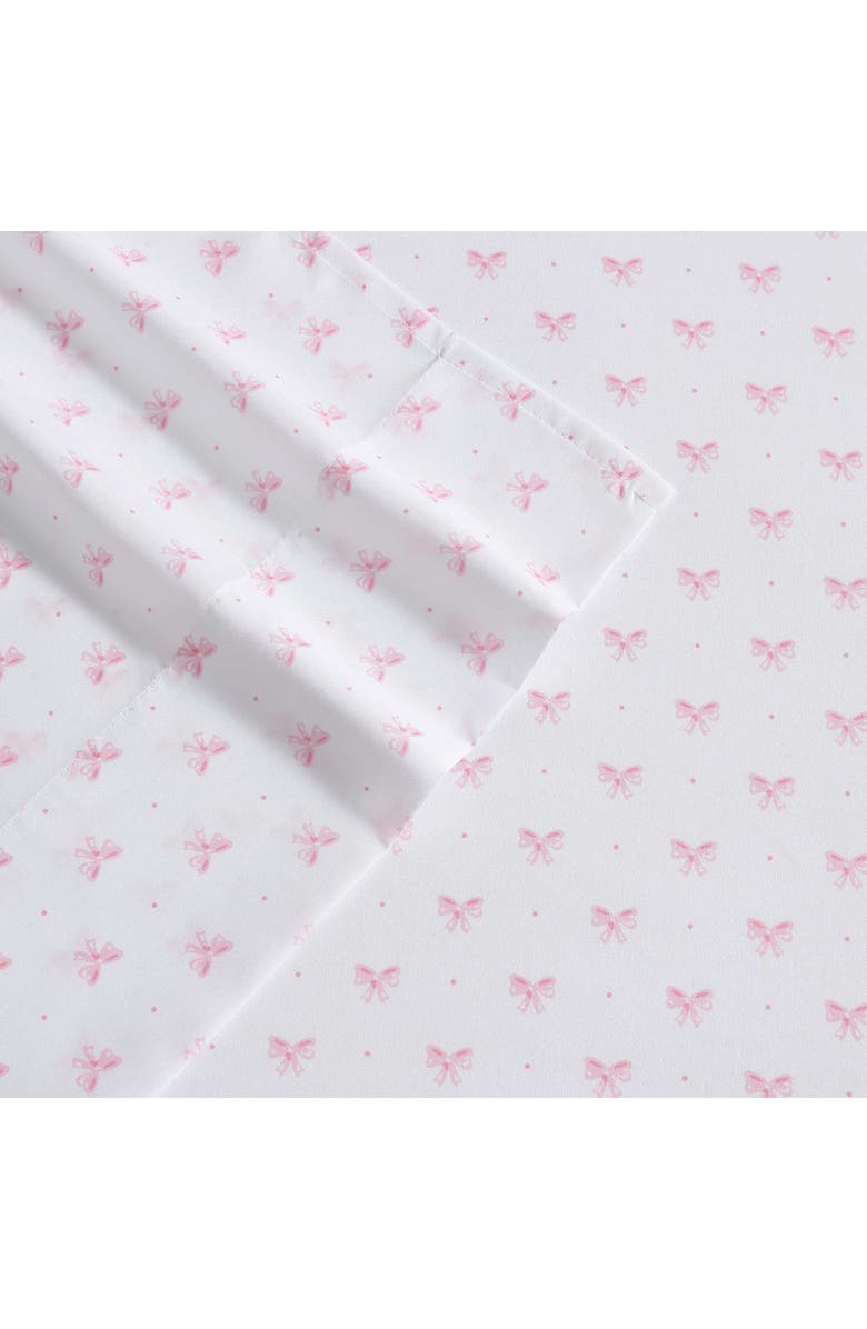 Laura Ashley Lovely Bow Print Microfiber Sheet Set, Alternate, color, Lt-Pastel Pink