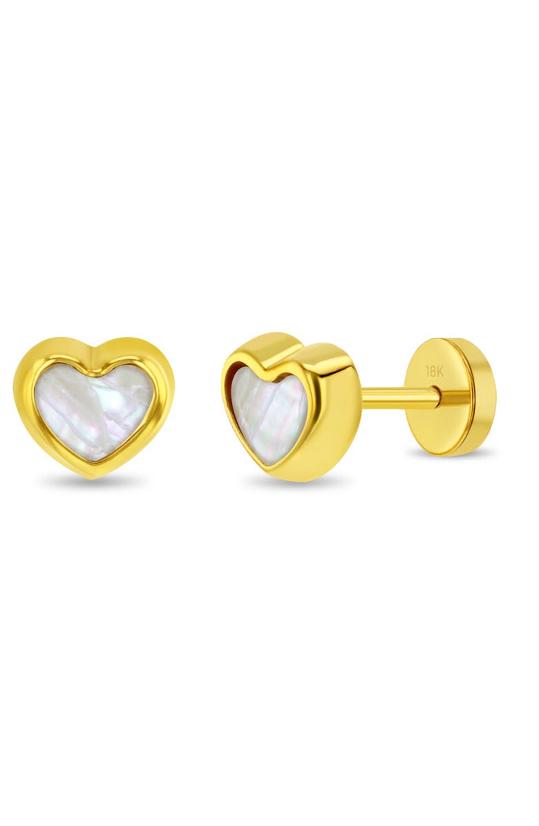 In Season Jewelry 18k Mother of Pearl Heart Earrings, Main, color, Gold