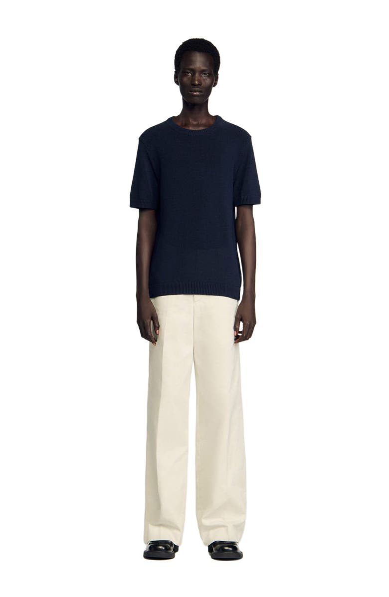 SANDRO Fine knit T-shirt, Main, color, Navy Blue