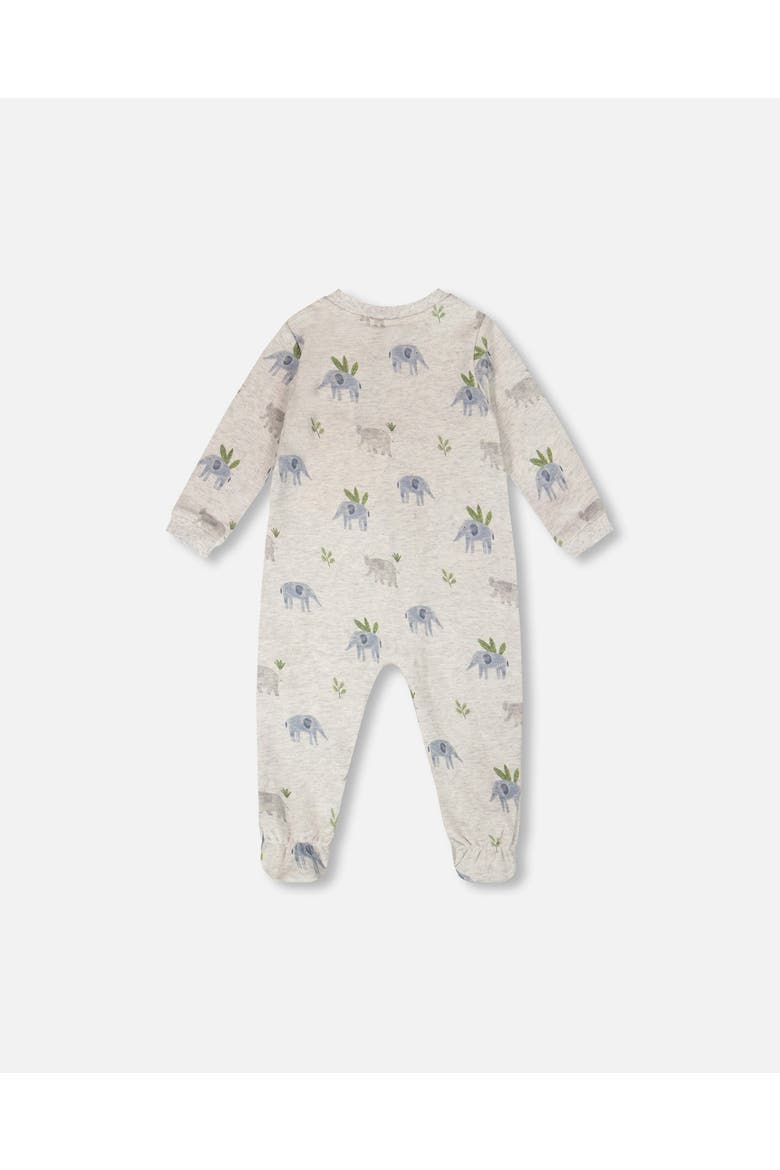 Organic Cotton One-Piece Elephant Print Pyjama, Alternate, color, Grey Elephant Print