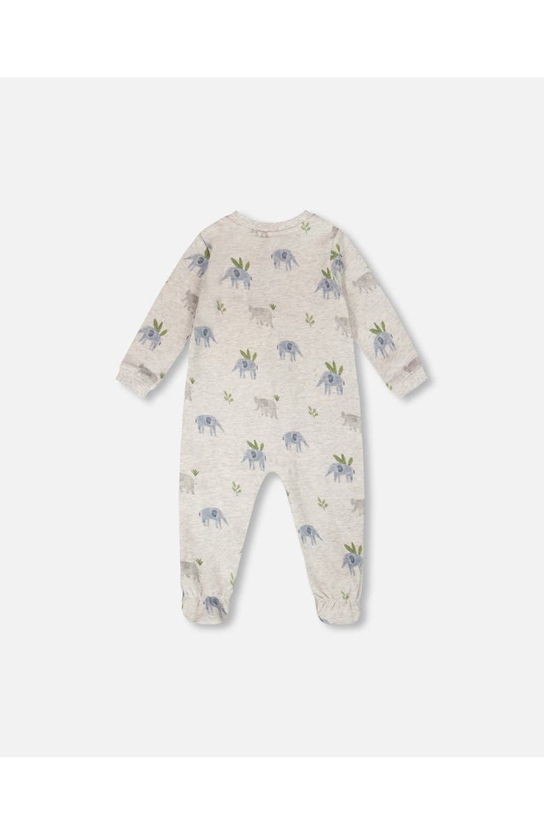 Deux par Deux Organic Cotton One-Piece Elephant Print Pyjama, Alternate, color, Grey Elephant Print