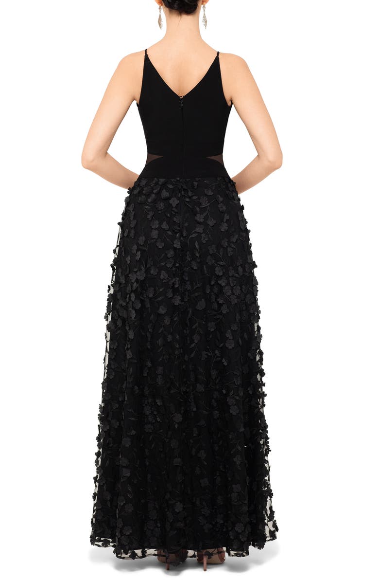Xscape Evenings Xscape Floral Appliqué Gown, Alternate, color, Black/ Black