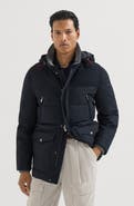 Brunello Cucinelli Bonded wool flannel down parka with detachable hood