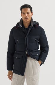 Brunello Cucinelli Bonded wool flannel down parka with detachable hood