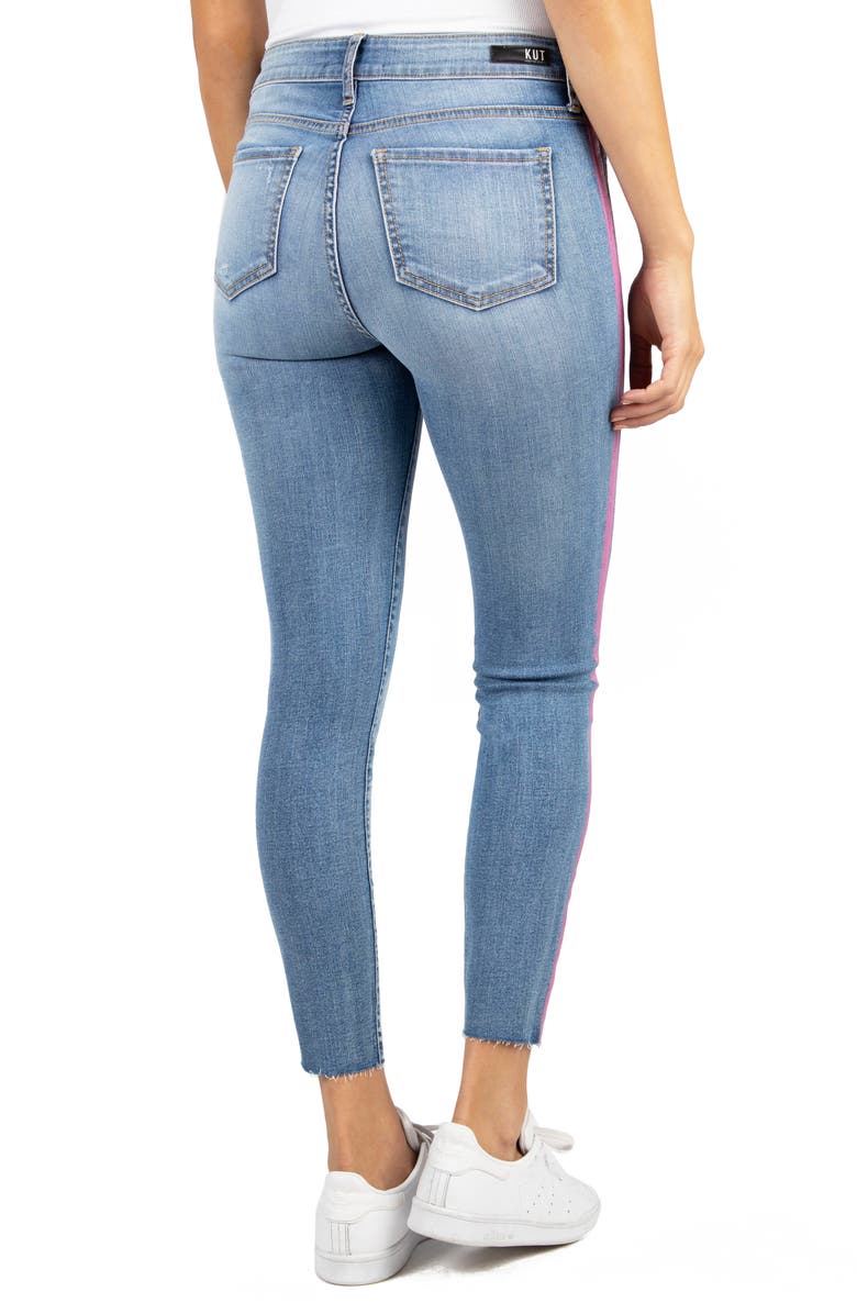 KUT from the Kloth Connie High Waist Side Stripe Ankle Skinny Jeans, Alternate, color, 