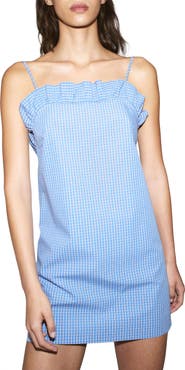 MANGO Starring Hailey Bieber Frill Neck Cotton Minidress