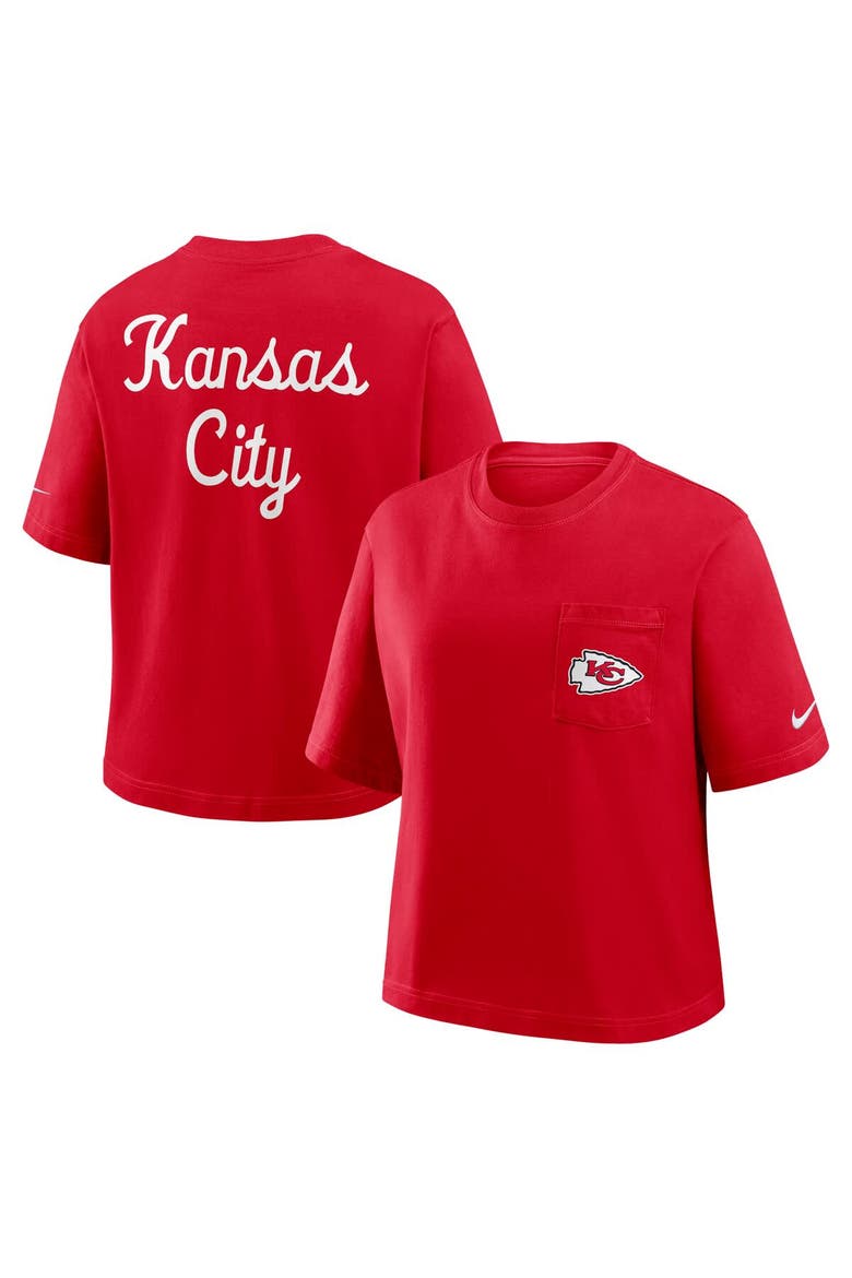 Women's Nike Red Kansas City Chiefs Rewind Pocket Boxy T-Shirt, Alternate, color, Red