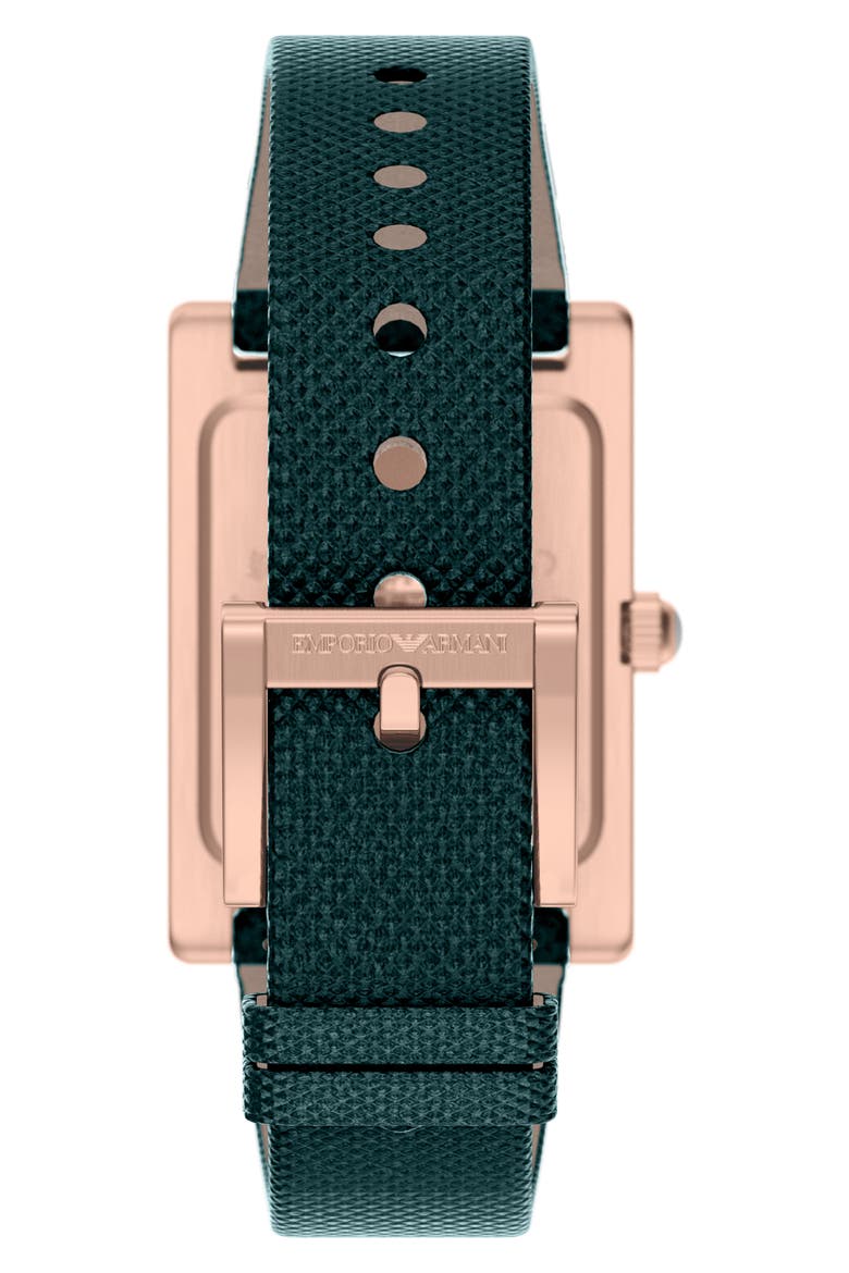 Mother-of-Pearl Tank Leather Strap Watch Set, 22.5mm x 32mm, Alternate, color, GREEN