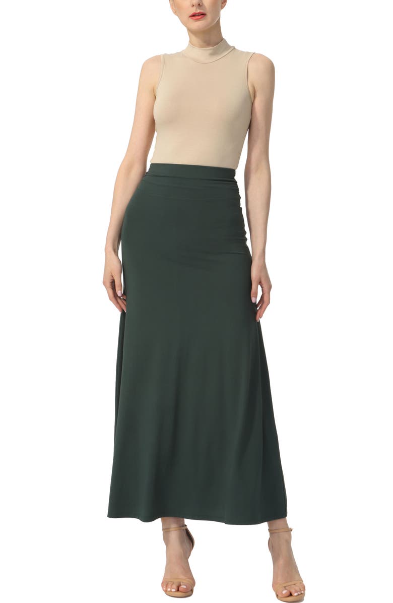 Kimi & Kai Women's Waist Ruched Maxi Skirt, Alternate, color, Forest Green