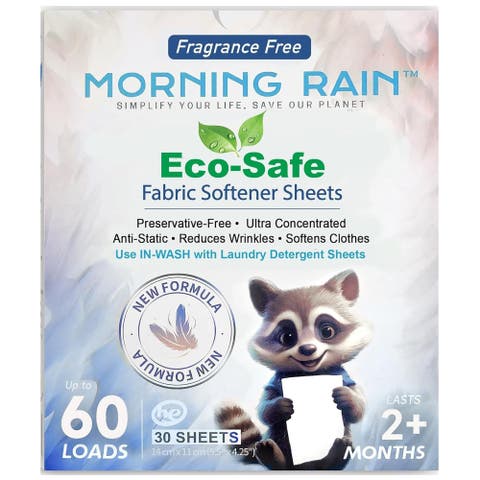 Eco Fabric Softener Sheets, Fragrance Free, 30 Sheets, 60 Loads