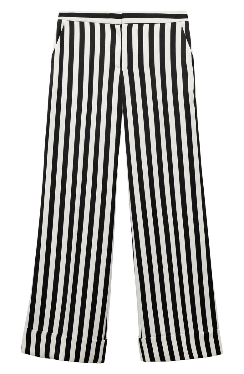 MANGO Stripe Straight Leg Pants, Alternate, color, White