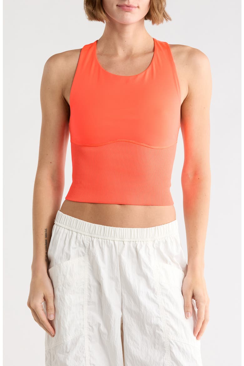 Carpe Diem Racerback Crop Jersey & Rib Camisole, Main, color, CORAL