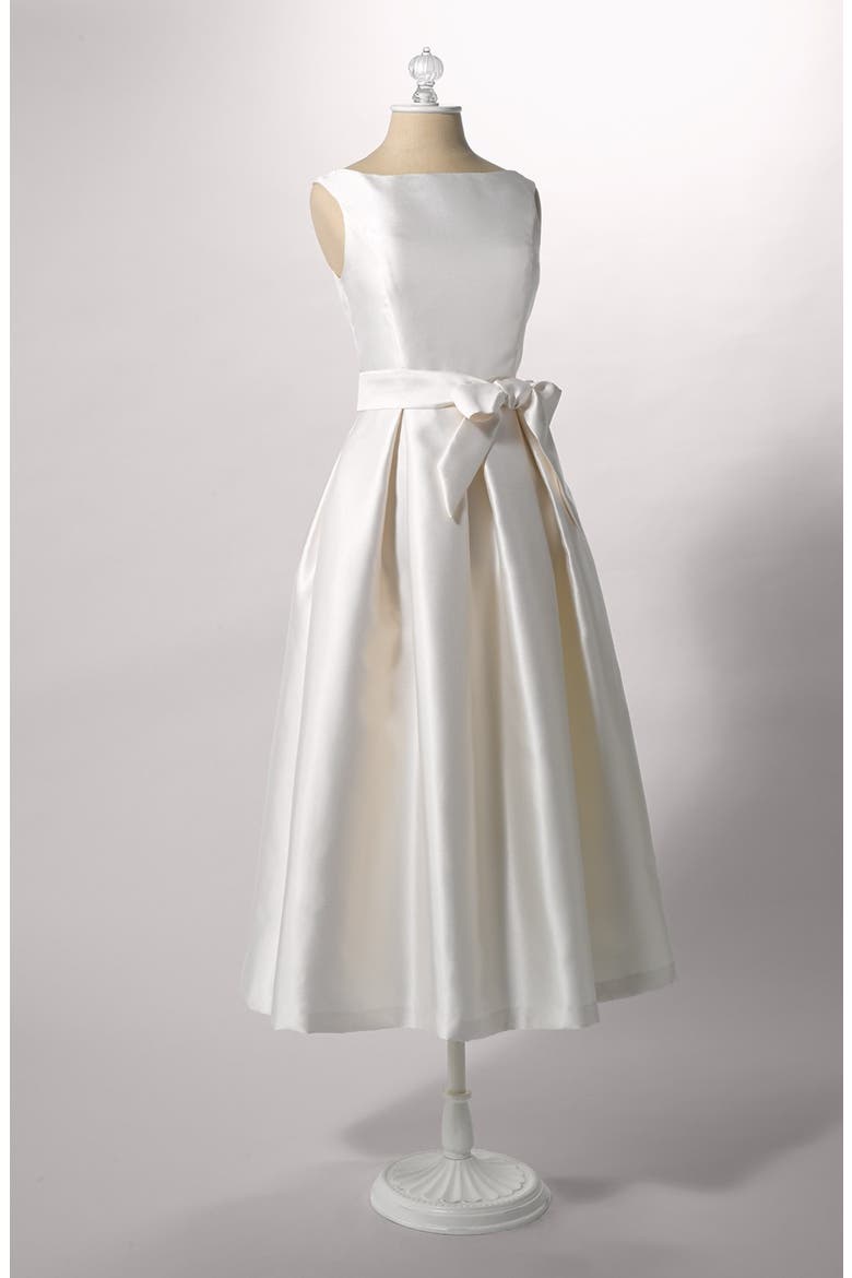 Faille Satin Fit & Flare Dress, Alternate, color, IVORY