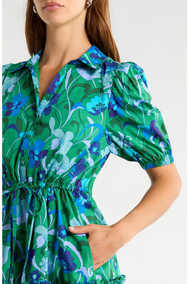 Jaidy Floral Cotton Shirtdress, Alternate, color, KELLY-BLUES-MUL