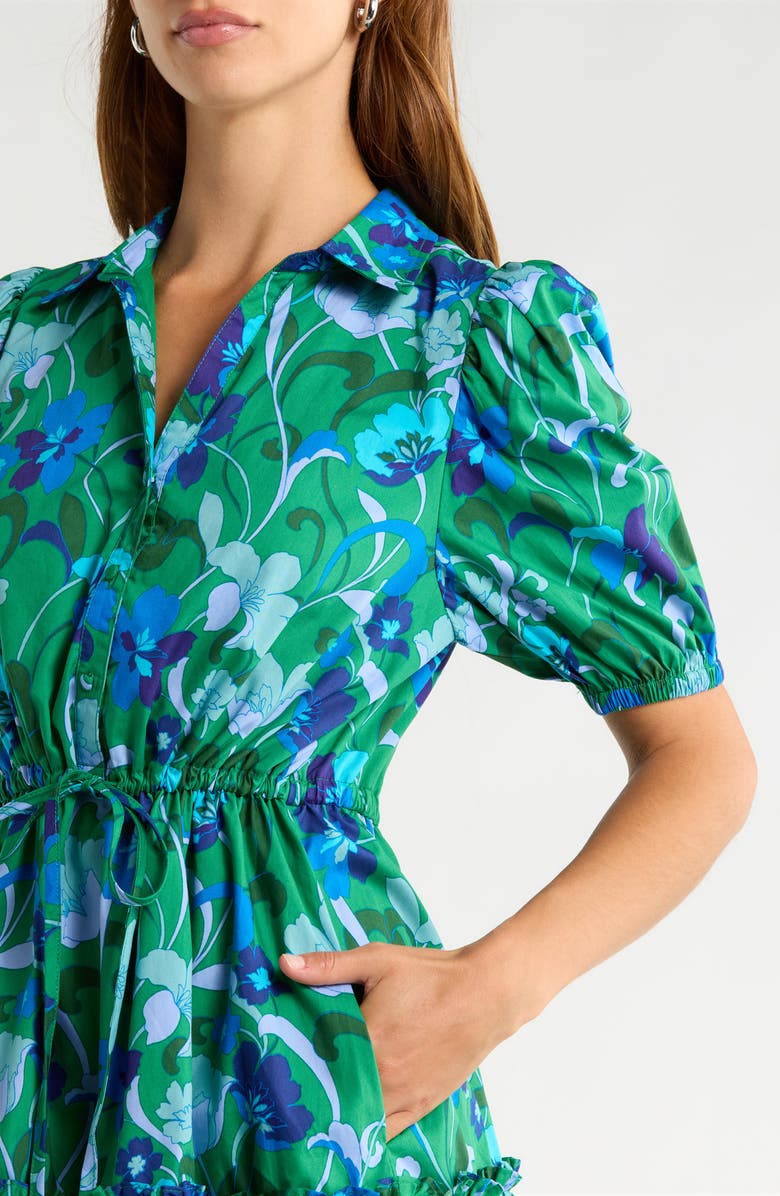 SUGARLIPS Jaidy Floral Cotton Shirtdress, Alternate, color, Kelly-Blues-Mul