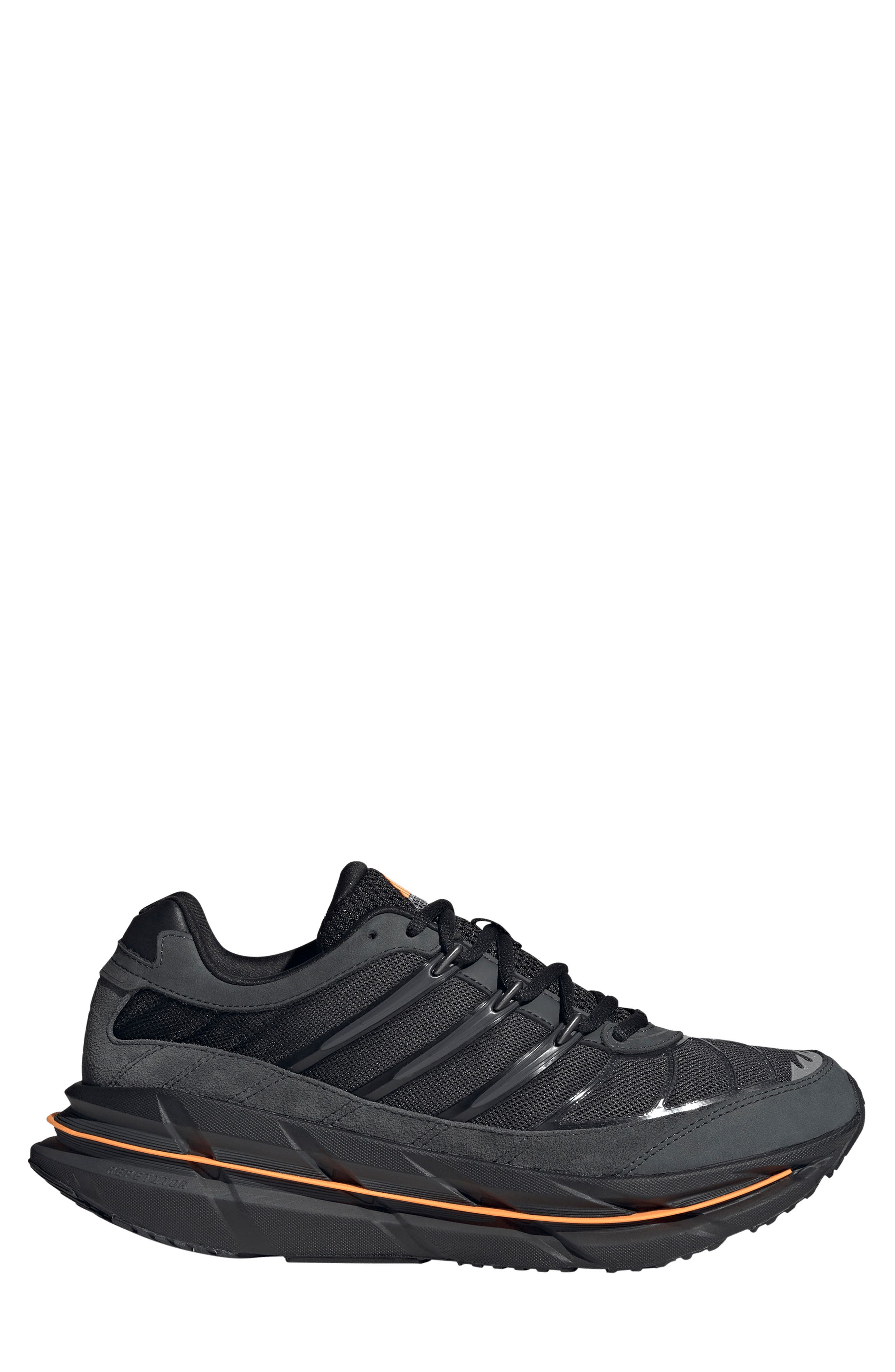 adidas Gender Inclusive Adistar Hrmy Sneaker, Alternate, color, Carbon/ Black/ Crew Orange