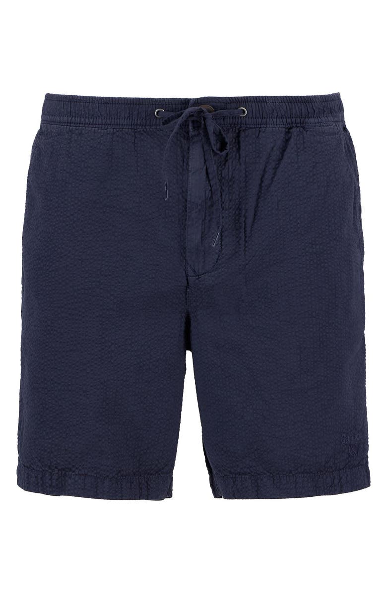Barbour Relaxed Cotton Seersucker Drawstring Shorts, Alternate, color, Navy