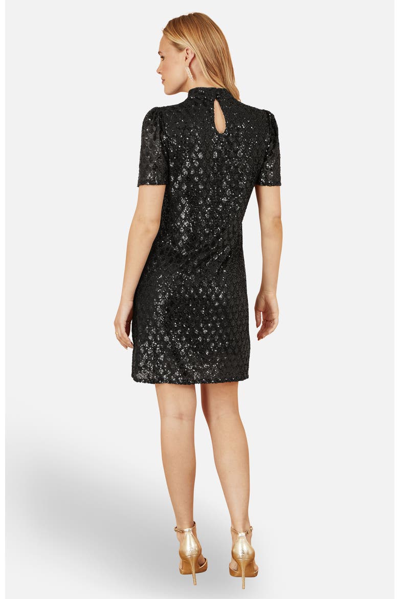 Sequin Chevron Pattern Tunic Dress, Alternate, color, Black