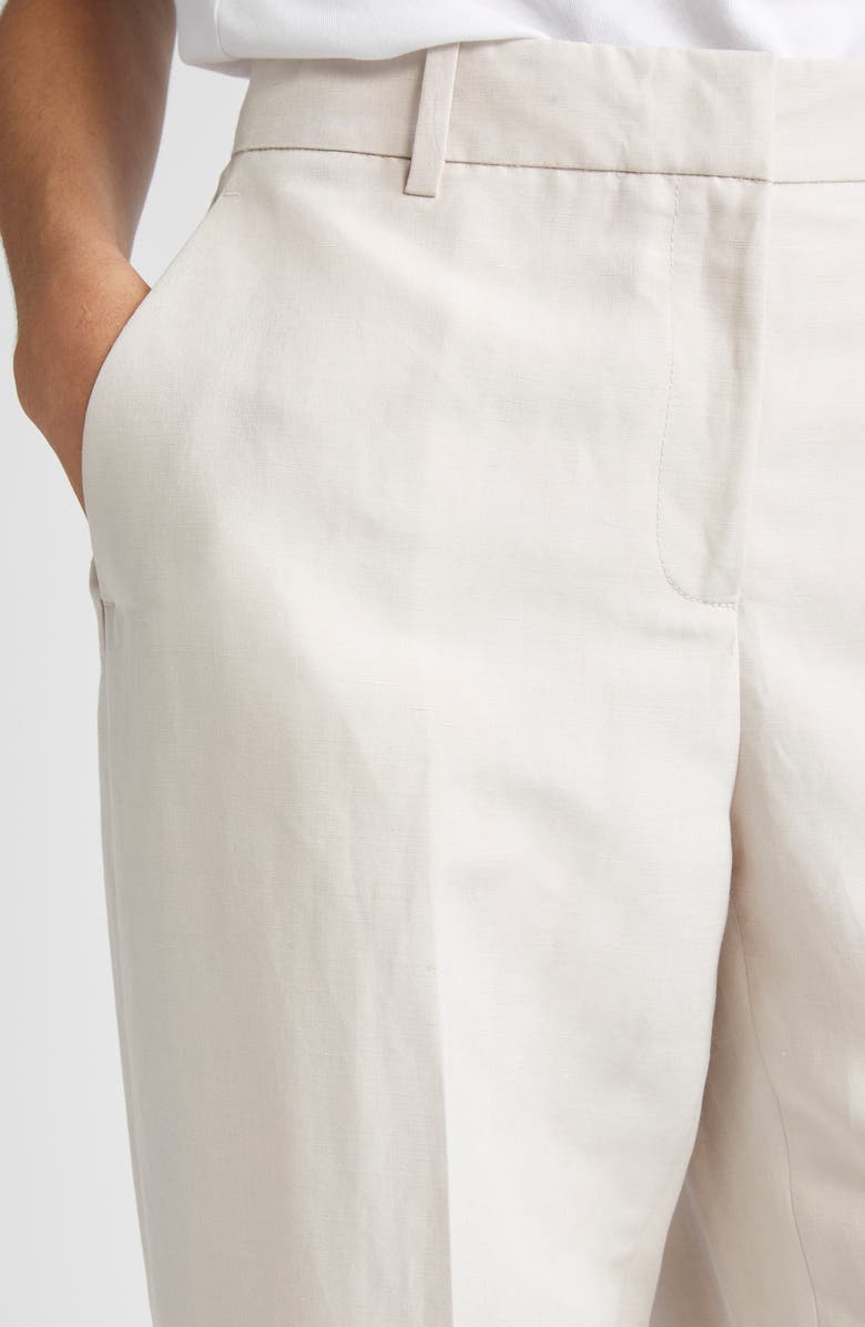 Lafayette 148 New York Gates Silk & Linen Straight Leg Pants, Alternate, color, Pearl