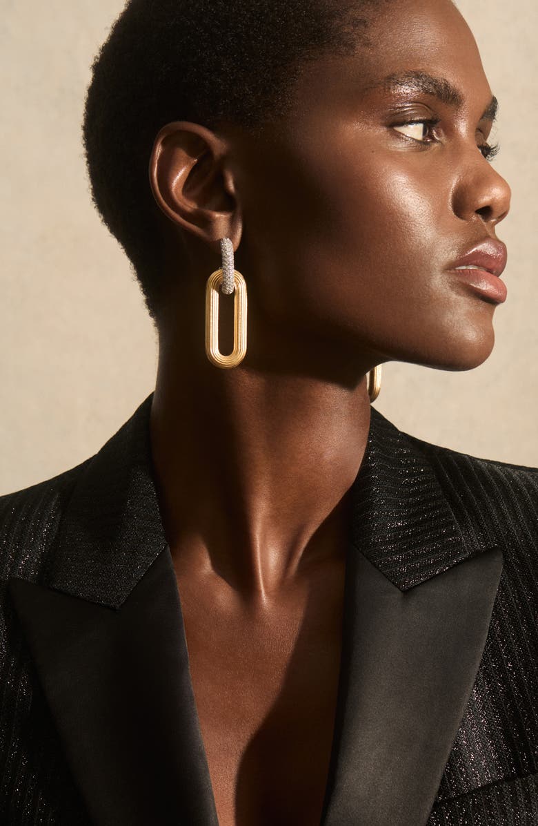 Reiss Callie Contour Pavé Drop Earrings, Alternate, color, Gold / Silver Tone/ Crystal