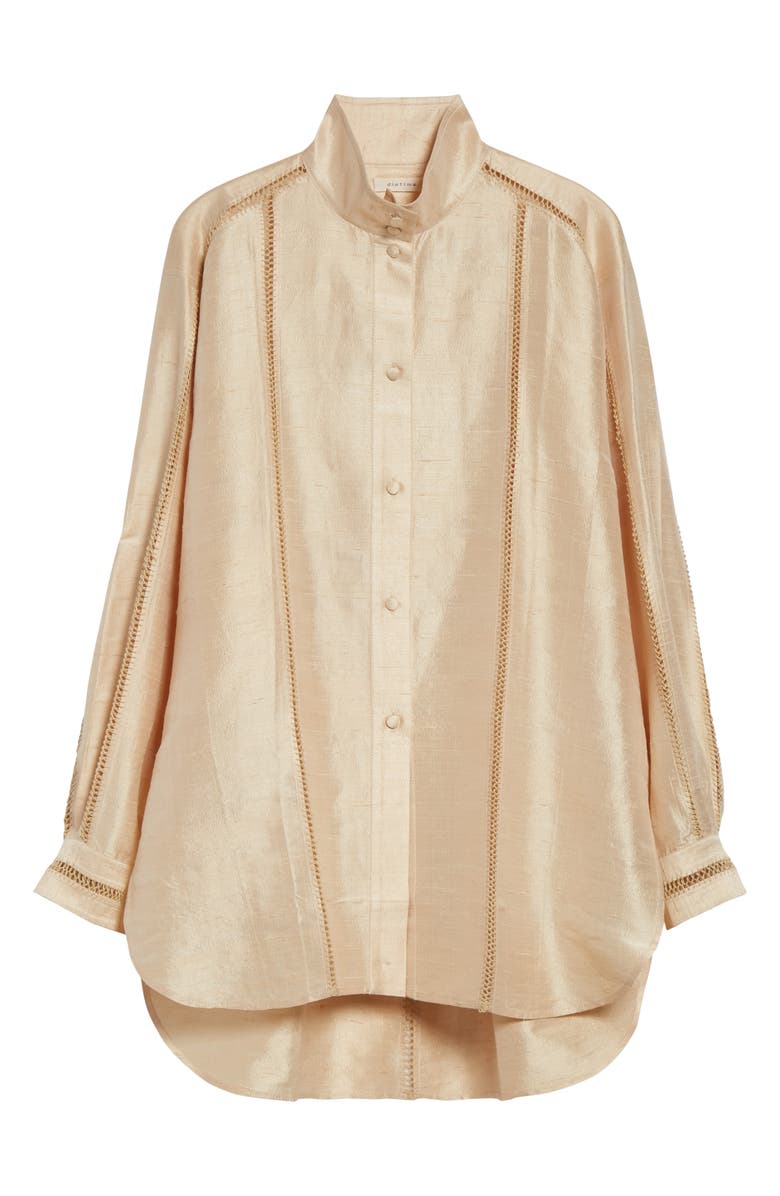 Diotima Dupioni Silk Button-Up Shirt, Alternate, color, Pearl