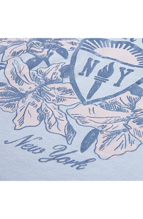 Abercrombie Kids Kids' Floral Crest Boxy Cotton Blend Graphic T-shirt In Blue