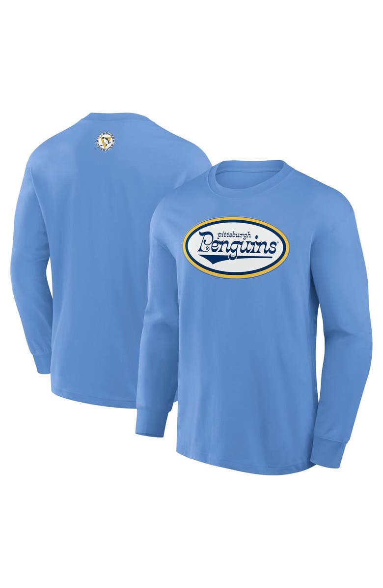 FANATICS Men's Fanatics Light Blue Pittsburgh Penguins Vintage Rewind Long Sleeve T-Shirt, Alternate, color, Light Blue