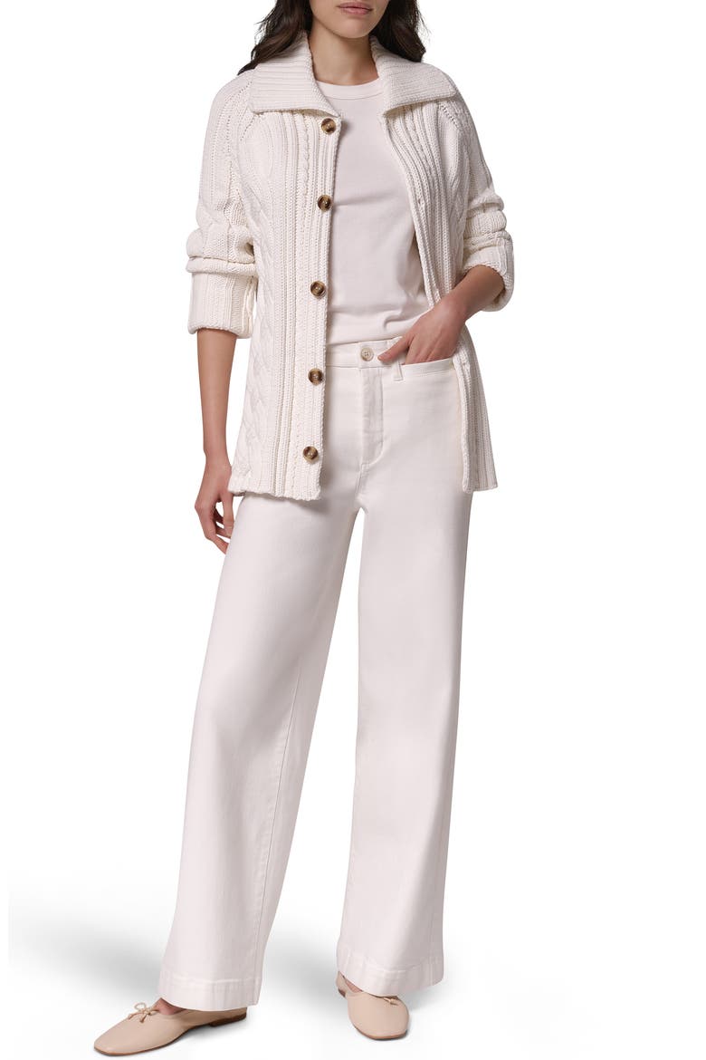 Cable Knit Cardigan, Alternate, color, CREAM