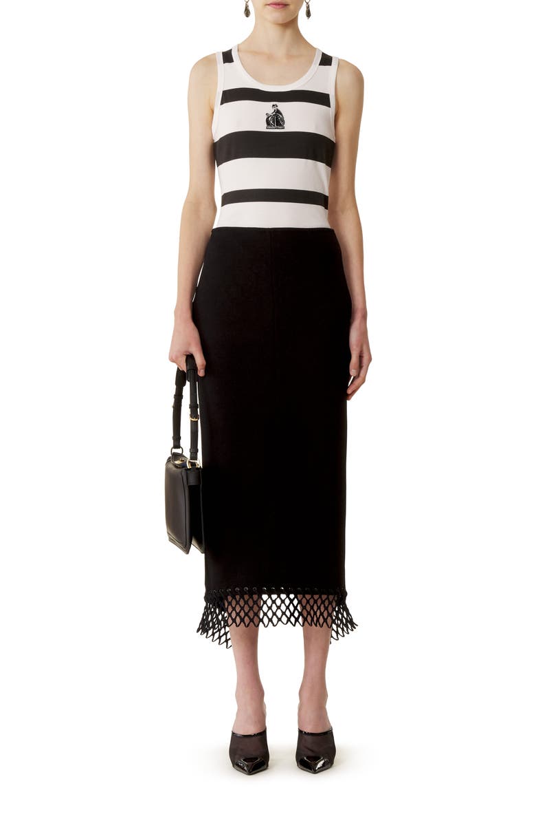 Lanvin Cotton Jersey Mother And Daughter Embroidered Ribbed Tank Top, Alternate, color, Black/White