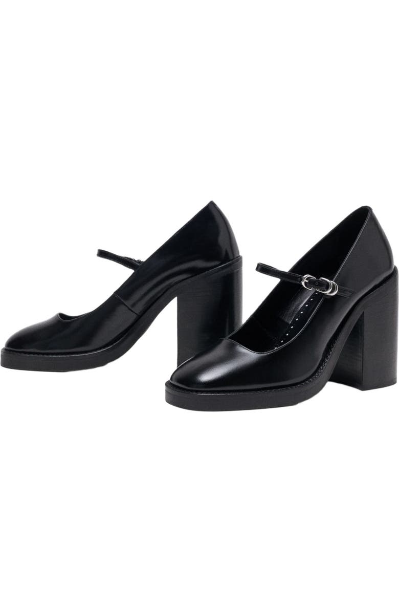 maje Leather Mary Janes, Alternate, color, Black