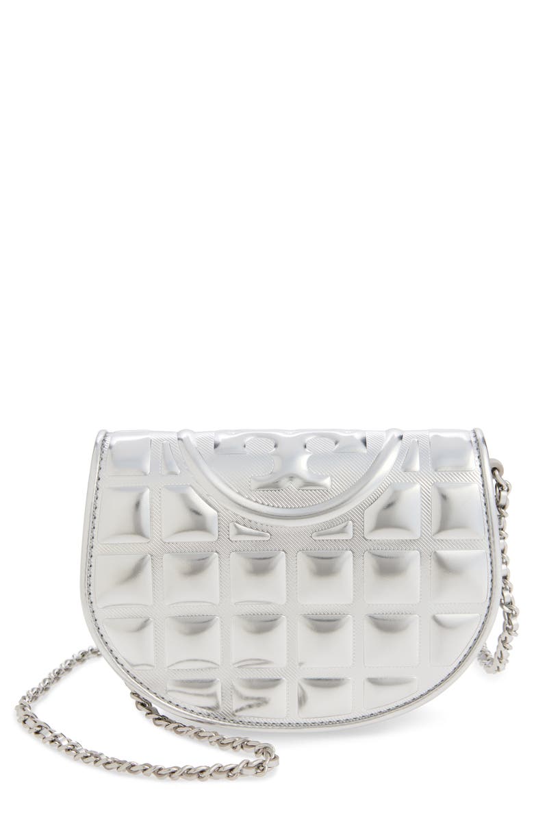 Tory Burch Fleming Metallic Square Quilt Mini Crossbody, Main, color, 