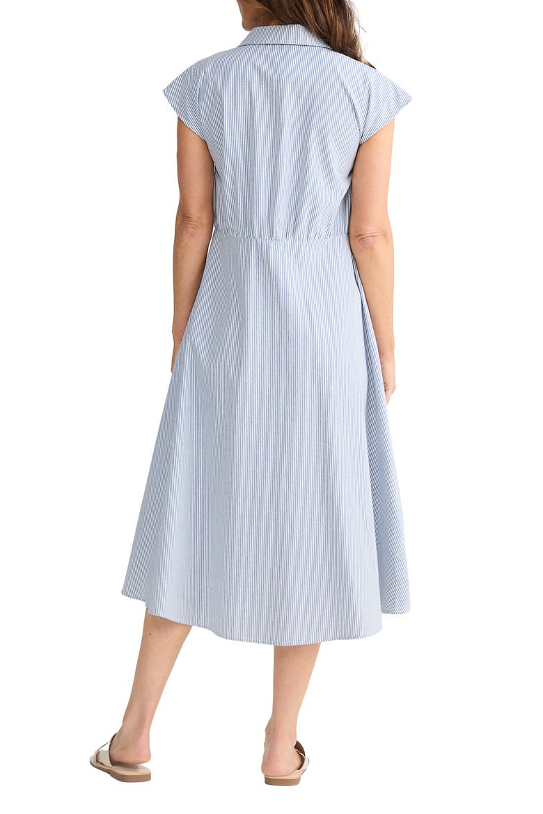 Musings Gingham Midi Shirtdress, Alternate, color, BLUE PINSTRIPE
