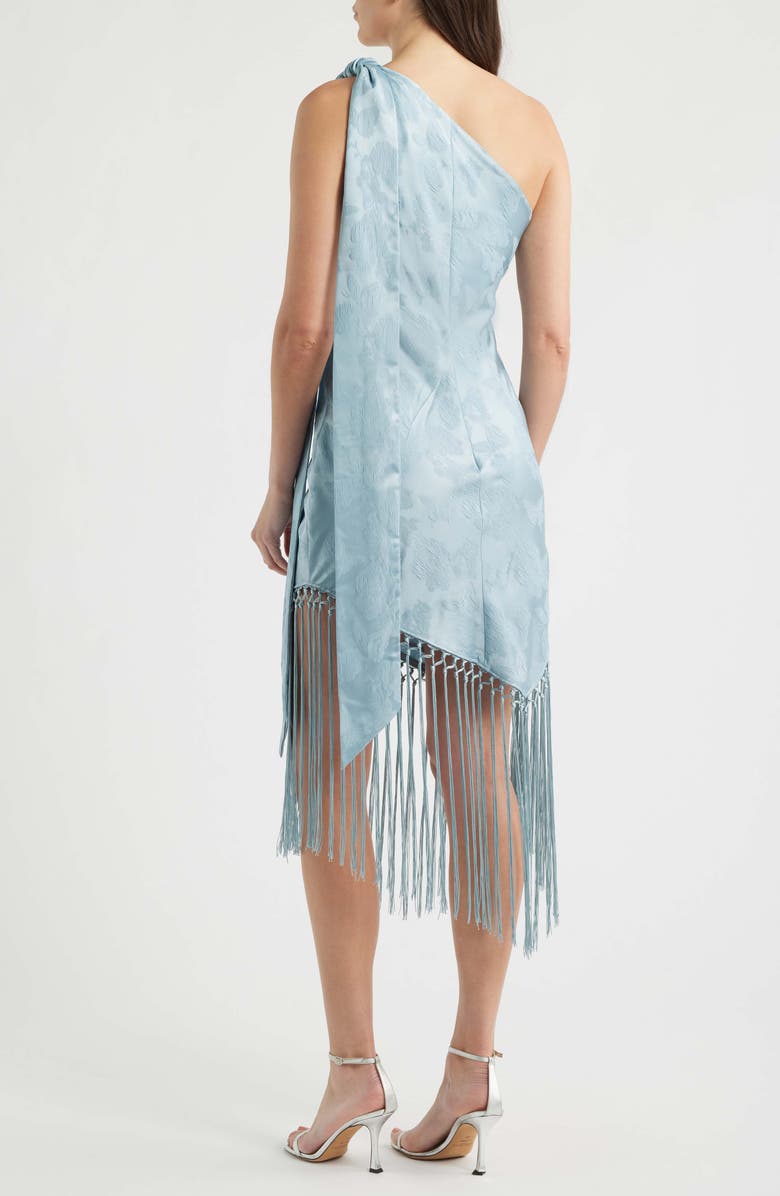 Amanda Uprichard Chrishell Fringe One-Shoulder Dress, Alternate, color, Powder Blue