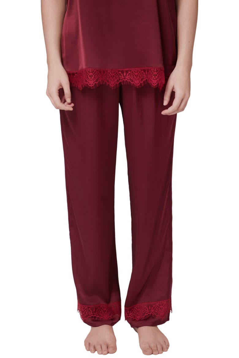 Satin Secrets Lounge Pants, Main, color, SPINEL RED