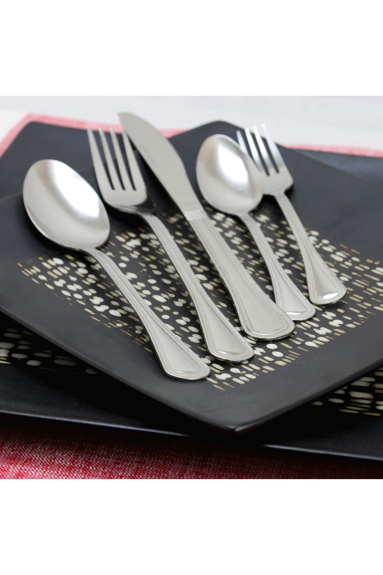South Bay 65 Piece Stainless Steel Flatware Service Set with Wire Caddy, Alternate, color, Metallic Silver